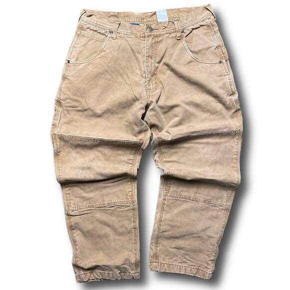 Larkin + McKey 2000s Tan Flannel Lined Cargo Workwear Pants - Picture 2 of 8